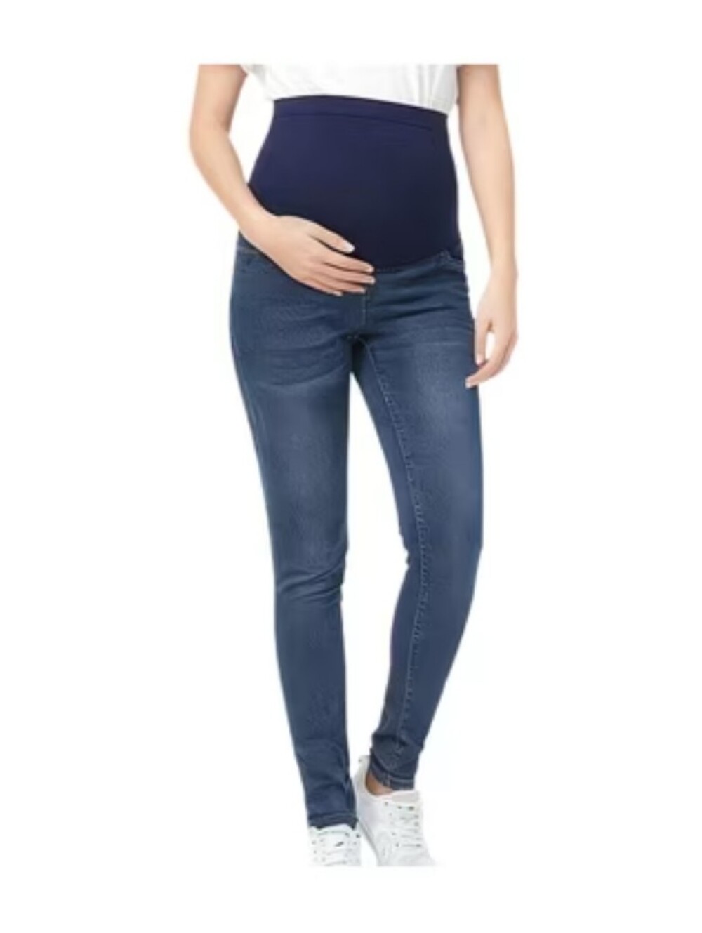 Maternity Dark Blue Stretch Jeggings with Over-Bump Panel